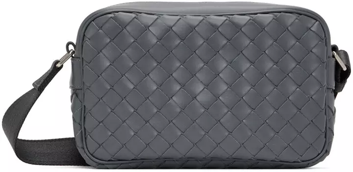 Серая классическая сумка для фотоаппарата Intrecciato Bottega Veneta