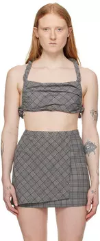 Серая клетчатая кофточка GANNI