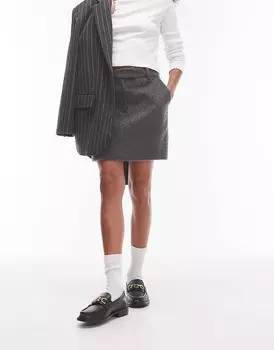 Серая комбинатная мини-юбка с сатинированной отделкой Topshop