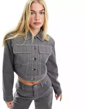 Серая комбинезонная куртка с контрастной строчкой ASOS