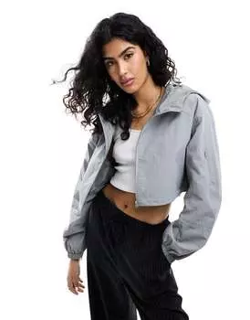 Серая короткая непромокаемая куртка с капюшоном ASOS DESIGN