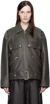 Серая кожаная куртка Yara Stand Studio