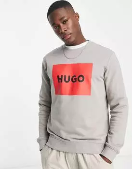 Серая красная толстовка HUGO Duragol