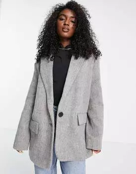 Серая куртка оверсайз из смесовой шерсти ASOS DESIGN ASOS DESIGN