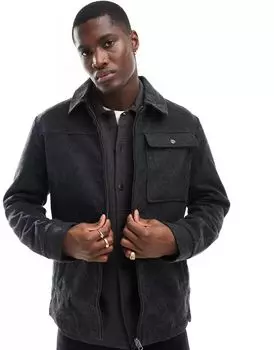 Серая куртка-рубашка из искусственной шерсти Jack & Jones