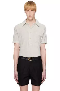 Серая махровая рубашка-поло TOM FORD