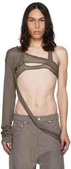 Серая майка-банан Rick Owens со скелетонами
