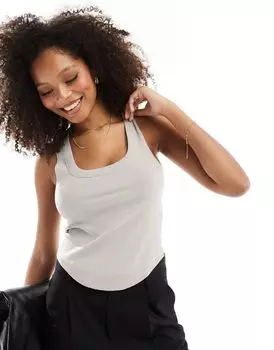 Серая майка с плотной окантовкой и корсетным подолом ASOS DESIGN