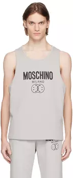 Серая майка с принтом Moschino