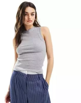 Серая майка с воротником-борцовкой ASOS