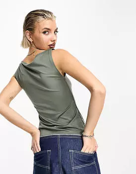 Серая майка с вырезом-лодочкой Weekday Annie