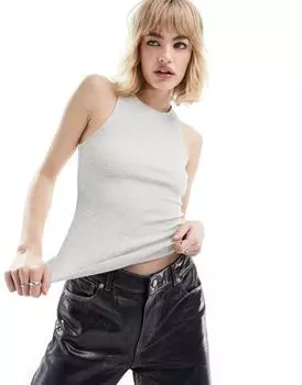 Серая майка в рубчик Mango