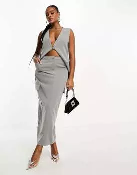 Серая макси-юбка Kaiia с карманами на заказ