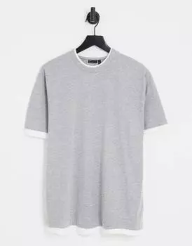 Серая меланжевая двухслойная футболка ASOS DESIGN