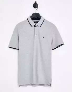 Серая меланжевая футболка-поло Jack & Jones Essentials
