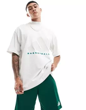 Серая меланжевая футболка с короткими рукавами adidas Basketball