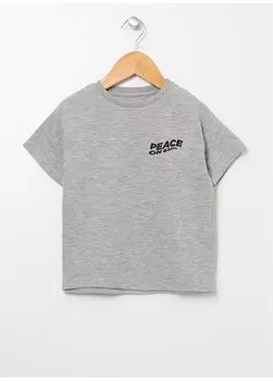 Серая меланжевая футболка с круглым вырезом и стандартным узором для мальчиков Bscboy 04 Limon, серый меланж