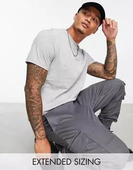 Серая меланжевая футболка с круглым вырезом и закатанными рукавами ASOS DESIGN