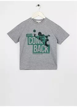 Серая меланжевая футболка с принтом для мальчиков 23SAB-03 Aeropostale, серый меланж