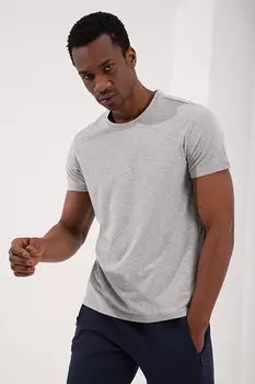 Серая меланжевая мужская базовая футболка со стандартным круглым вырезом и короткими рукавами TOMMYLIFE