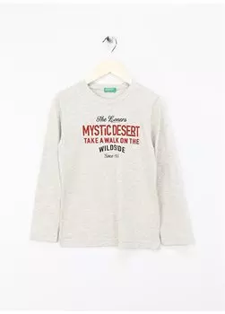 Серая меланжевая мужская футболка 3I1XC10HB Benetton, серый меланж