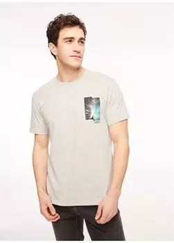 Серая меланжевая мужская футболка с круглым вырезом с принтом E-NEYO Aeropostale, серый