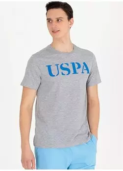 Серая меланжевая мужская футболка с круглым вырезом GEARTIY023 U.S. Polo Assn., серый