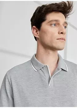 Серая меланжевая мужская футболка с воротником поло Altnyldz Classic