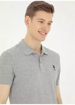 Серая меланжевая мужская футболка с воротником поло TP04IY024 U.S. Polo Assn., серый меланж