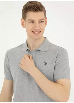 Серая меланжевая мужская футболка узкого кроя GTP04IY024 U.S. Polo Assn., серый меланж