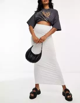 Серая меланжевая юбка макси с заниженной талией Miss Selfridge