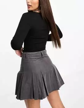 Серая мини-юбка со складками ASOS Tall