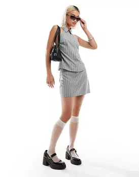 Серая мини-юбка в тонкую полоску COLLUSION