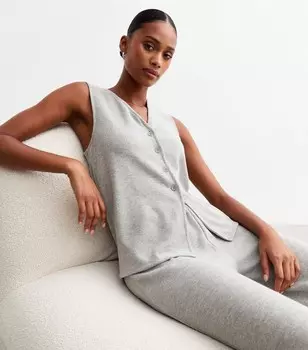 Серая мягкая сенсорная пуговица через топ New Look, бледно-серый