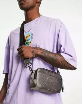 Серая мятая сумка через плечо ASOS DESIGN