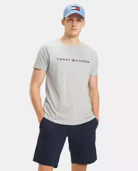 Серая мужская футболка с коротким рукавом Tommy Hilfiger, серый
