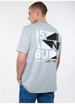 Серая мужская футболка с круглым вырезом и принтом Mavi