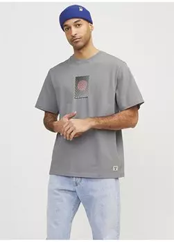 Серая мужская футболка с круглым вырезом RDDTRAPPER TEE S/S CREW NECK Jack & Jones, серый
