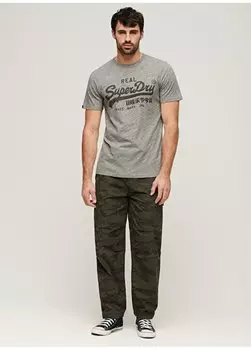 Серая мужская футболка с круглым вырезом с принтом M1011472AZUC_VINTAGE VL TEE Superdry, серый