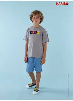 Серая мужская футболка с принтом Футболка для мальчиков Haribo, серый