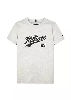 Серая мужская футболка с принтом HILFIGER SCRIPT TEE S/S Tommy Hilfiger, серый