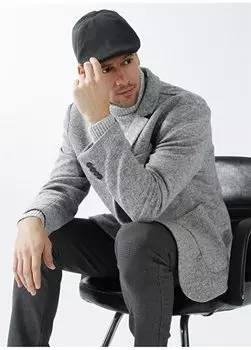 Серая мужская прямая куртка Slim Fit ZEOS Fabrika, серый