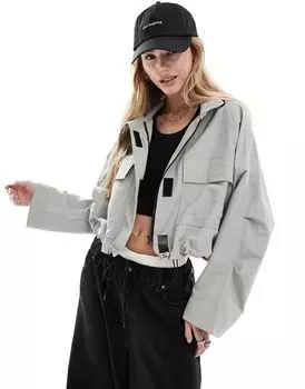Серая нейлоновая куртка с карманами ASOS DESIGN
