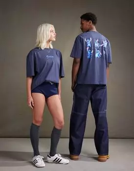 Серая объемная футболка унисекс с рисунком Stitch ASOS DESIGN x Disney