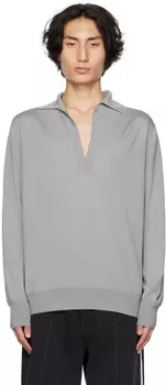 Серая открытая футболка-поло Peter Do