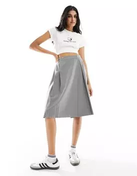 Серая плиссированная юбка миди ASOS DESIGN
