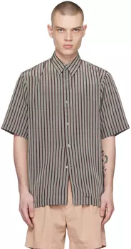 Серая полосатая рубашка Dries Van Noten