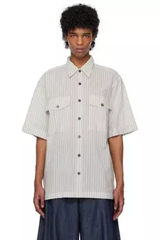 Серая полосатая рубашка Dries Van Noten