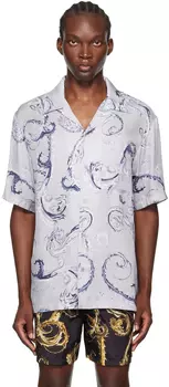 Серая принтованная рубашка Versace Jeans Couture