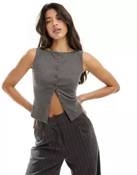 Серая пуговица через майку ASOS